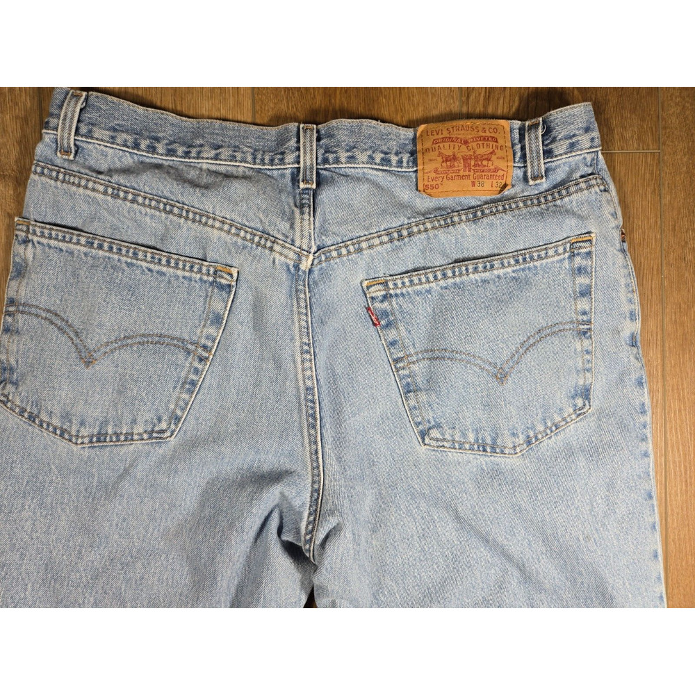 Vintage 90s Levi’s 550 Relaxed Fit Denim Jeans Mens 38x32 Blue Grunge Paint - Picture 13 of 14